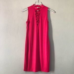 🌸 Boutique | hot pink choker lace up dress